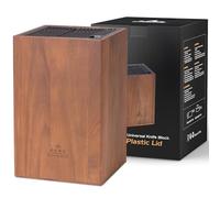 ENOKING Porte Couteau en Bois D'acacia, Range Couteaux de Cuisine Universel Avec Couvercle en Plastique, Support Couteaux Vide de Haute Qualité Pour Couteaux Et Ciseaux À Volaille/aiguiseur