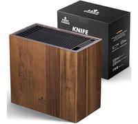 ENOKING Porte Couteaux en Bois D'acacia, Range Couteaux de Cuisine Universel Avec Couvercle en Plastique, Bloc Couteaux Cuisine Vide de Haute Qualité Pour Couteaux Et Ciseaux À Volaille/aiguiseur