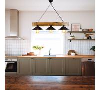 Enola suspension rustique 3 lampes bois et noire