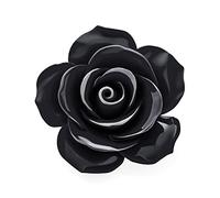Énoncé De Mode Romantique Broche Épingle À Grande Rose Fleurie Sculptée En 3D Noire Pour Femmes Adolescentes