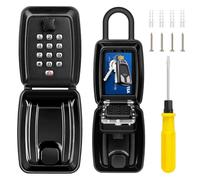 ENONEO Boîte à Clé Sécurisée 12 Chiffres Coffre Clef Exterieur Intérieur étanche à l'eau et à la Rouille Boite ode Boitier Clefs Securise avec Crochet pour École Bureau Usine