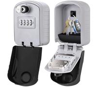 ENONEO Boîte à Clé Sécurisée [Nouvelle Génération] Grand Coffre a Clef Exterieur avec 4 Code & Clés d'urgence étanche et à la Rouille Boite a Clef Montage Mural pour école, Bureau, Usine (Argent)