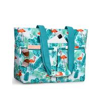 ENONEO Grand Sac de Plage avec Fermeture Éclair 45L, XXL Famille Sac de Plage Imperméable Piscine Sacs Cabas Femme Voyage Pliable Beach Tote Bag pour Plage Piscine Gym Vacance (Flamant)