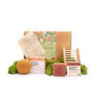 Enooso - Coffret Cadeau Femme Beauté avec Shampoing Solide Restructurant et Gel Douche Velouté | Set Cadeau Noël Femme | Gift Box Naturel Vegan Made in Italy