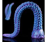Énorme Dildo Tentacle Silicone Bleu 22,5 pouces Noeud Texturé Base Ventouse pour Utilisation Intime
