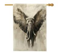 Énorme drapeaux de maison d'éléphants 71,1 x 101,6 cm double face pour l'extérieur, drôles et amusants en toile de jute standard, drapeaux d'animaux de jardin, décoration extérieure