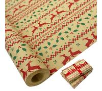 Enorme rotolo di carta da regalo: 76 cm * 15 m, carta da regalo natalizia riciclabile con stampa di alce per Natale, compleanno, matrimonio, decorazioni per feste