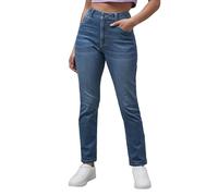 Enorsia Jeans taille moyenne slim fit avec tissu denim extensible doux et confortable bleu délavé avec décoloration et moustache Jeans pour femme, bleu clair, 36 Slim