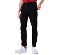 Enorsia Pantalon classique en jersey avec coutures avant pour homme - Taille élastique confortable, poches, passants de ceinture, mélange de coton brossé - Pantalon décontracté élégant, Noir , M