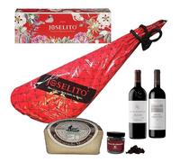 ENOVINOS Panier Gourmet Cadeau Noël Entreprises, Famille et Amis - Boîte avec Jambon Joselito, Vin Rouge Carraovejas, Aumôlanes Crianza, Fromage Los Molinos et Roches de Raul Asencio