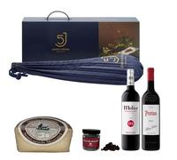 ENOVINOS Panier Gourmet Cadeau Noël Entreprises, Famille et Amis - Boîte avec palette de 5 gourdes, vin rouge Melior Matarromera, Protos, fromage moulins et roches de chocolat de Raul Asencio