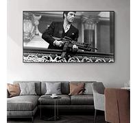 ENQIAOZHANG Impression sur toile Affiche 60x90cm Film Tony Montana Stampa in bianco e nero Stampa fotografica moderna familiare Camera da letto Decor poster Senza Cornice