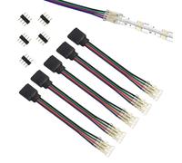 ENQIMAOYI 4-Pin RGB COB LED Strip Connecteur, transparent Gapless connecteur d'extension sans soudure à 4 broches fiche enduit câble de prise pour 10 mm de largeur RGB COB bande lumineuse
