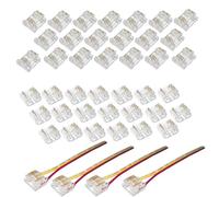 ENQIMAOYI 44PCS 3pin COB LED Strip Light Connector kit 3-pin 10mm/0.39in connecteur sans soudure Gapless, connecteur LED 4pcs + fil de câble pour COB LED Strip Lights