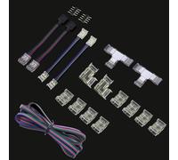 ENQIMAOYI Connecteurs LED à 4 broches de 10 mm pour bande lumineuse LED COB RVB inclus Connecteurs transparents sans espace Connecteurs de type L T, connecteurs d'extension à double extrémité, câble