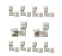 ENQIMAOYI Lot de 10 connecteurs LED à 6 broches en forme de L sans soudure RGBWW à angle droit 12 mm pour bande LED SMD 5050 RGBCCT, Multicolore