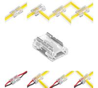 ENQIMAOYI Lot de 25 connecteurs de bande LED 8 en 1 à 2 broches de 8 mm, connecteur de lumière COB, connexion sans soudure, connecteur de bande à bande à fil pour bande LED COB/SMD 2835/3528