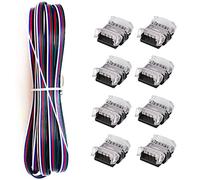ENQIMAOYI Lot de 8 connecteurs de bande LED à 5 broches avec câble d'extension de 5 m 22 AWG pour bande lumineuse LED RVB 5050 non étanche à 5 broches 12 mm Connexion rapide