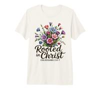 Enraciné dans Le Christ Floral Christian Women T-Shirt Haut de Gamme