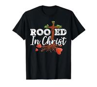 Enraciné dans Le Christ Religieux Pasteur Bible Écriture chrétienne T-Shirt Graphique avec Valeur, Homme, Noir, M