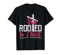 Enraciné dans Le Christ Religieux Pasteur Bible Écriture chrétienne T-Shirt Graphique avec Valeur, Homme, Noir, XL