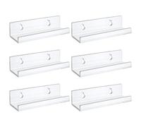 Enregistrer l'étagère d'affichage - 6PCS Acrylic Album Holder | Support mural de 4 pouces pour vinyle | Présentation artistique du rack LP pour le collecteur de dossiers | Configuration d'écoute d'aff