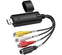 Enregistreur Boîtier d'acquisition Audio, Vidéo Capture Convertisseur Audio Vidéo USB 2.0, VHS Analogique vers Numérique pour Windows 10/8/7/VHS/DVD/VCR/Vista