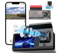 Enregistreur de conduite, haute définition 1080p avant et arrière et intérieur, surveillance du stationnement à 2 objectifs, avec vision nocturne infrarouge, caméra de sécurité de voiture WiFi Cam Cam