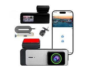 Enregistreur de conduite haute définition, surveillance du stationnement à 2 objectifs avant et arrière, caméra for voitures, stationnement 24 heures et enregistrement en boucle avec vision nocturne i