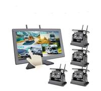 Enregistreur DVR sans Fil pour Voiture 10.1 Pouces Moniteur 4 Canaux Caméra Magnétique À Énergie Solaire pour Camping-Car Camion Attelage Bus Caméras De Recul(Monitor Add 2 Camera)
