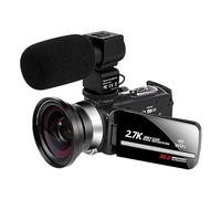 Enregistreur Vidéo Numérique 2.7K Caméras Portables Extérieures À Usage Domestique for La Photographie Caméscope Web en Streaming WiFi Vlog Prend Netteté Fluidité(32G SD Card,with Microphone)