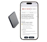 Enregistreur vocal AI, enregistreur vocal, contrôle par application, prise de notes AI, transcription et résumé de l'IA, prend en charge 144 langues, mémoire de 64 Go, enregistreur audio pour