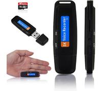 Enregistreur Vocal Espion numérique avec microSD de 32 Go InclusMini enregistreur Audio idéal pour réunions,interviews,CoursGraveur USB Espion Portable jusqu'à 500 Heures d'enregistrement.[V358]