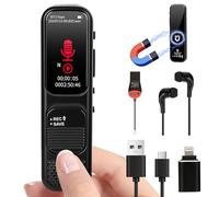 Enregistreur Vocal Numérique 64 Go 3072Kbps - Mini Dictaphone Professionnel Portable avec Bluetooth, Activation Vocale VOR, Double Microphone Réduction de Bruit DSP pour Réunions et Interviews