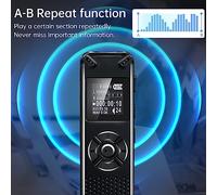 Enregistreur Vocal numérique 8 Go avec Enregistrement activé par la Voix, qualité sonore WAV de 1 536 kbps, Batterie Rechargeable de 410 mAh, capacité de Stockage de 572 Heures,