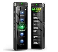 Enregistreur vocal numérique TIMMKOO avec lecture, transcription hors ligne et résumé en ligne, carte mentale/traduction sur la base de la technologie AI, enregistreur audio à activation vocale Noir