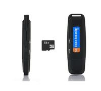 Enregistreur vocal numérique USB avec carte de 32 Go incluse | Enregistreur audio idéal pour vos cours, réunions, interviews | Enregistreur USB espion avec jusqu'à 500 heures d'enregistrement.