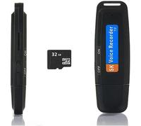 Enregistreur vocal numérique USB avec carte de 32 Go incluseEnregistreur audio idéal pour vos cours,réunions,interviewsEnregistreur USB espion avec jusqu'à 500 heures d'enregistrement..[V373]