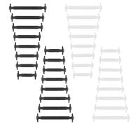 Enreluya No Tie Lacets de Chaussure(32 Pièces), Imperméables Silicon Shoelaces, Pour Shoes Sneaker Conseil Bottes et Souliers, Imperméable facile à nettoyer élastique plat, Noir + Blanc