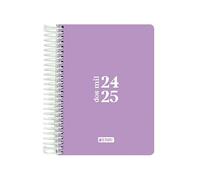 Enri, Agenda 2023 2024 jour par page, couvercle en plastique, 12 x 18 cm, espagnol, couleur mauve