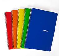 Enri, Cahier A4 (Folio) Feuilles Blanches, Couverture souple, 80 feuilles, Pack de 5 carnets de notes Couleurs assorties