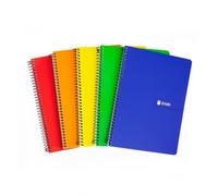 Enri, Lot de 5 cahiers à rayures A4 Couverture souple, 80 feuilles, couleurs assorties