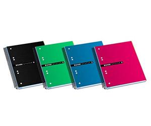 Enri Status - Pack de 4 Cahier spirale, couvercle en plastique transparent, A5 +
