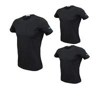 Enrico Coveri Lot de 3 t-shirts pour homme mi-manches col rond coton biélique Art ET1000, Noir , Medium