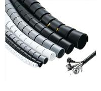 Enroulement de câble en spirale de 16,4 pieds, manchon de paquet de cordon enroulé, couvercle de tube de tuyau, for Kit d'organisation de gestion de fil électrique(Black,1.26in/3.2cm)