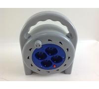 Enrouleur 10m Fiche 2 Poly + Sol 16A 250V 1 Prise Schuko 10A 230V
