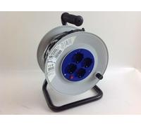 Enrouleur 25m Fiche 2 Poly + Sol 16A 1 Prise Schuko 16A/4prese