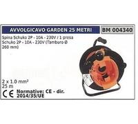 Enrouleur 25m Fiche Schuko 2 Poly 10A 230V/1 Prise 230V
