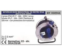 Enrouleur 30m 2 Prises IP44 2 Poly + Sol 16A 230V Prise Schuko 10A
