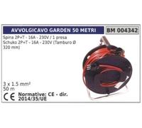 Enrouleur 50m Fiche 2 Poly + Sol 16A 230V 1 Prise Schuko